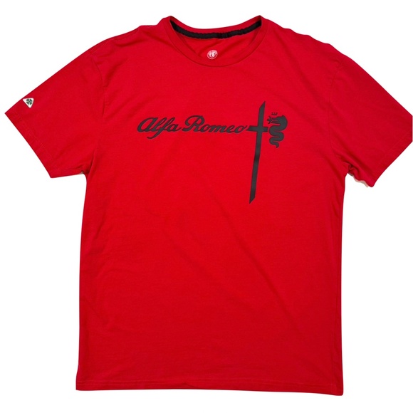 Alfa Romeo Official Script and Serpent T-Shirt in Red Size Large